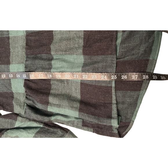 NWT American Eagle Baby Doll Cut Green Buffalo Check Long Sleeve Flannel Top - Picture 9 of 11